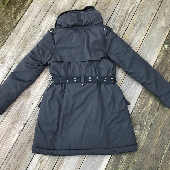 Next Women Jacket Black Faux Fur Winter Charcoal H - Picture 8 of 13